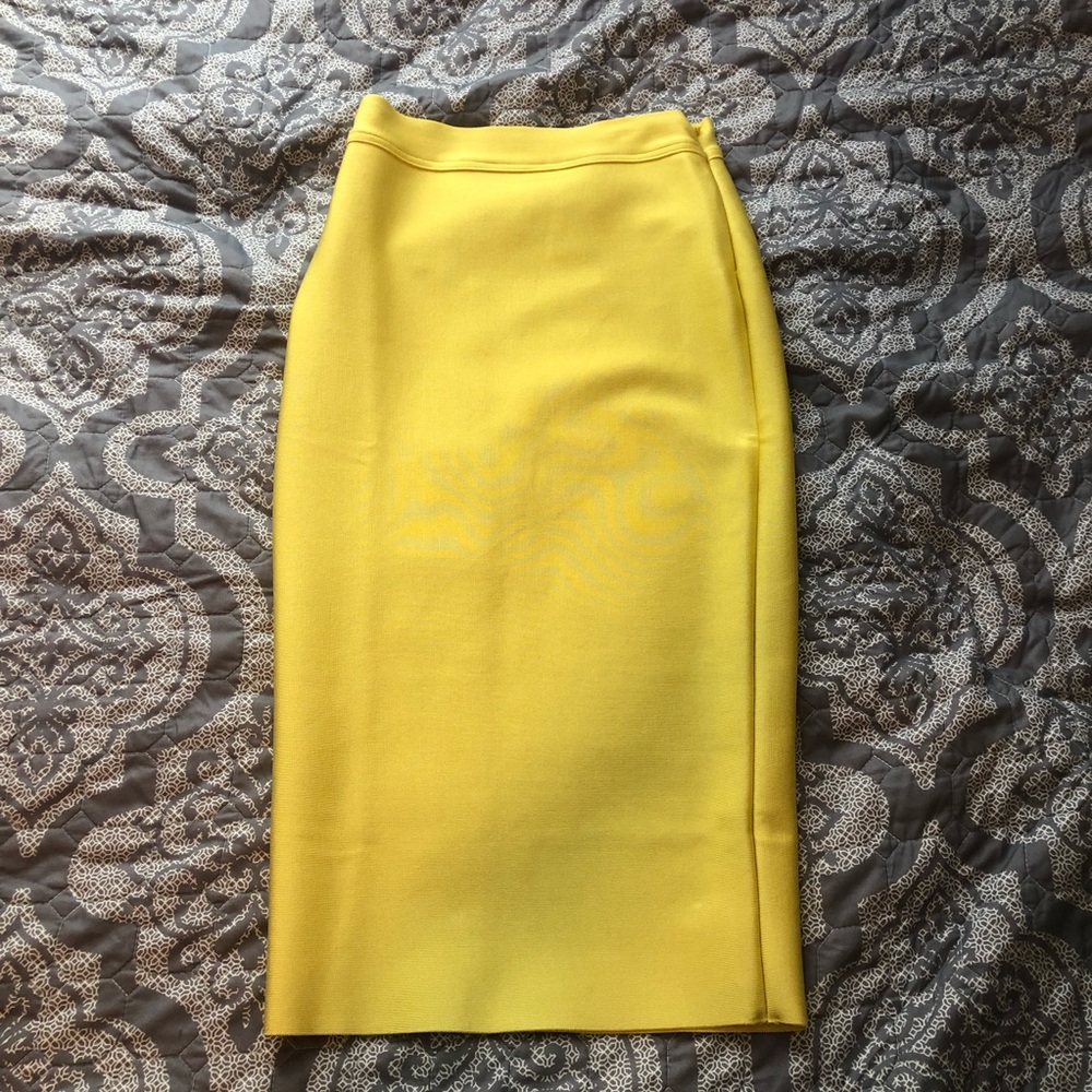 Neon yellow pencil skirt